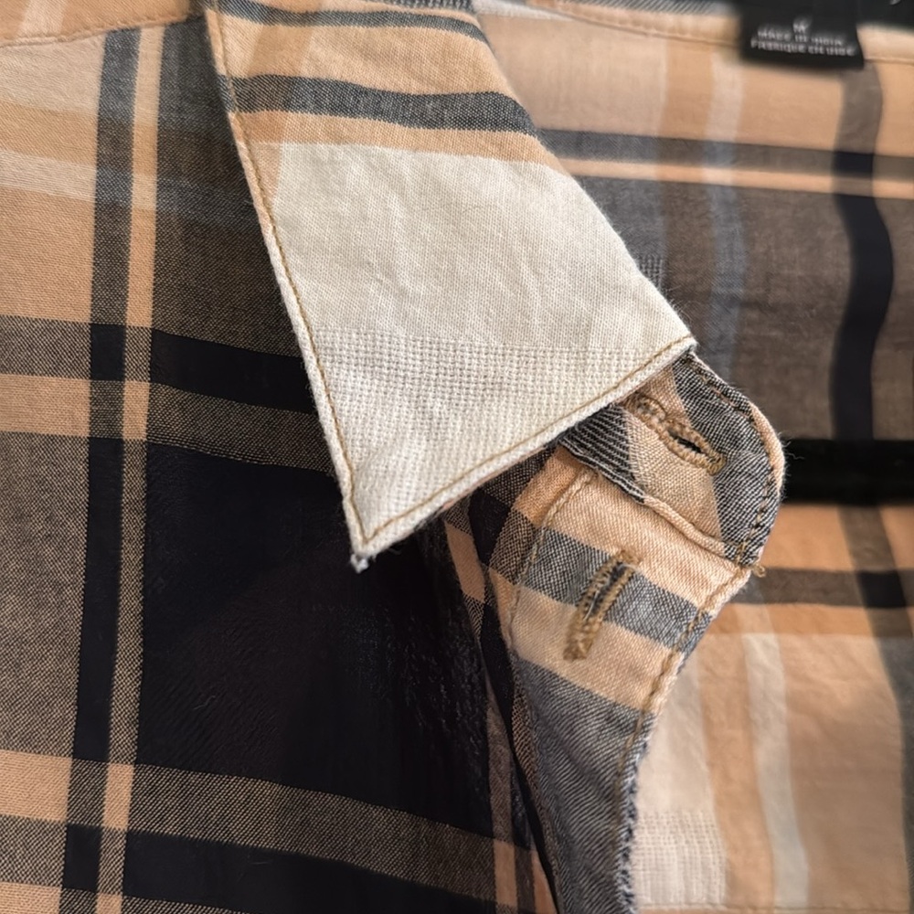 Sanctuary Medium Plaid button up shirt boyfriend cream black - Picture 4 of 6